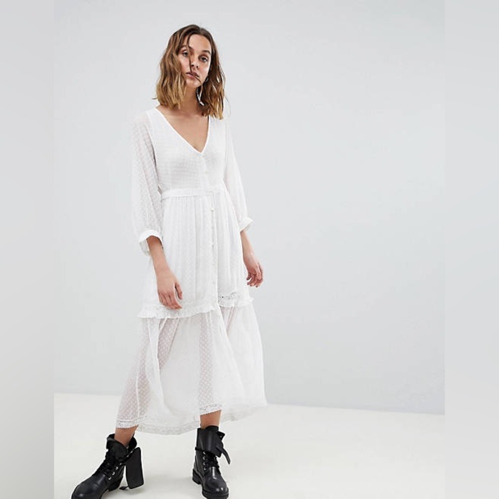 All Saints 6 Palma Swiss dot tiered peasant Dress